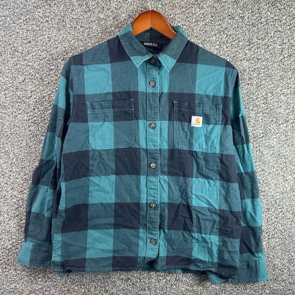 Carhartt Men's Blue and Green Shirt
